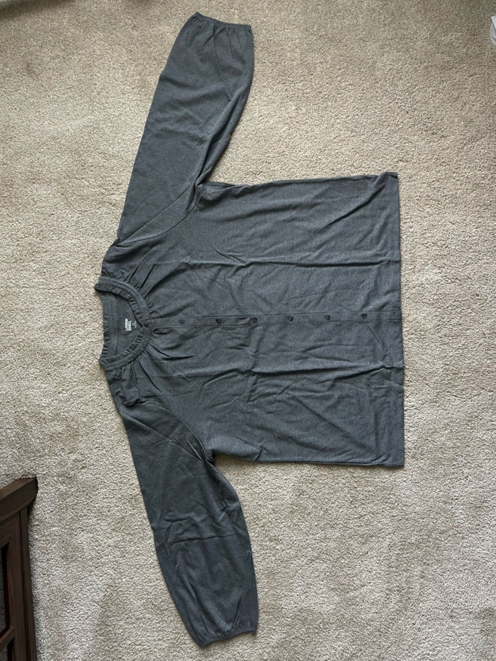 Lands' End Dark Gray Long-Sleeve Button Front Top